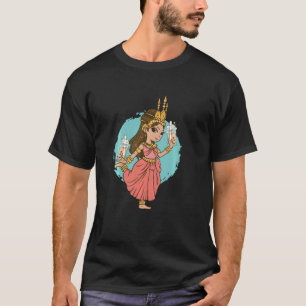 Khmer Thai och Lao Apsara Princess Girl Blue Rosa  T Shirt