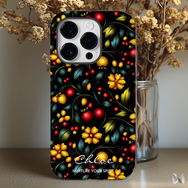 Khokhloma Blommig Telefonfodral med Modärnt Djärvt (Skapare uppladdad)
