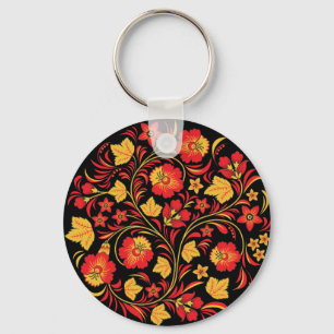 Khokhloma Hohloma Rysk folkart Keychain Nyckelring