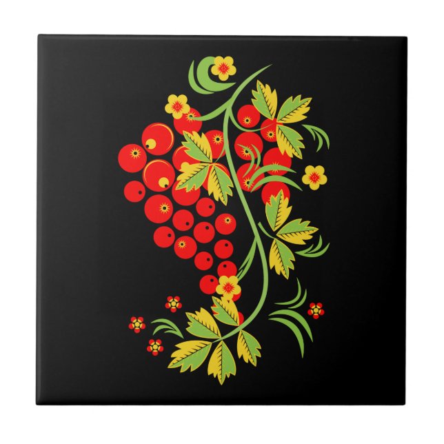 Khokhloma mönster kakelplatta (Framsidan)