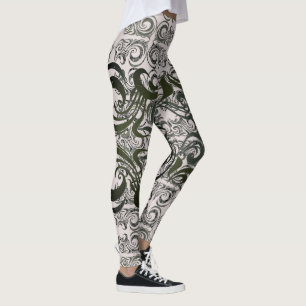 Khokhloma Mute Sjögräs Mönster Leggings