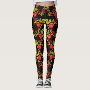 Khokhloma ryska Berries: Traditional Stil Leggings