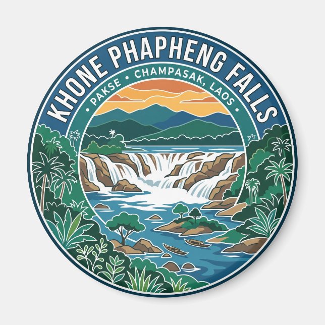 Khone Phapheng-fallen Laos Magnet (Framsidan)