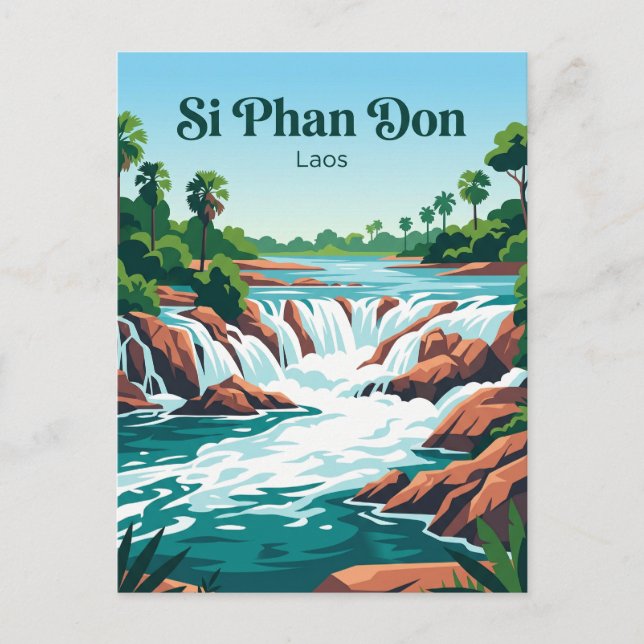 Khone Phapheng-fallen Laos Vykort (Framsida)