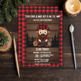 Khop Chop! Rustic Lumberjack Flanals Baby Shower Inbjudningar