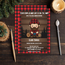 Khop Chop! Rustic Lumberjack Flanals Baby Shower Inbjudningar