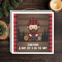 Khop Chop! Rustic Lumberjack Flanals Baby Shower Pappersservett