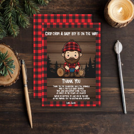 Khop Chop! Rustic Lumberjack Flanals Baby Shower Tack Kort