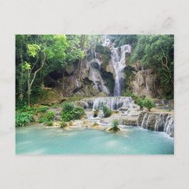 Khoung Si Falls, Forest Waterfall, Laos Vykort
