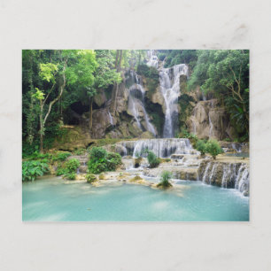 Khoung Si Falls, Forest Waterfall, Laos Vykort