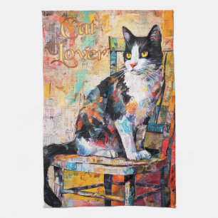 KHS Cute and Colorful Cat Blommigt Kitchen Towel Kökshandduk