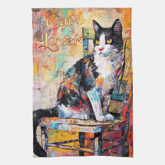 KHS Cute and Colorful Cat Blommigt Kitchen Towel Kökshandduk (Vertikal)