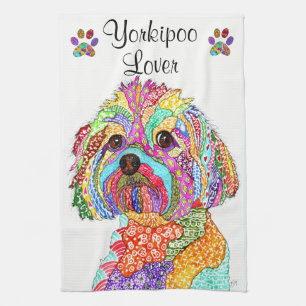KHS Färgglad YorkiPoo Älskare Kökshandduk