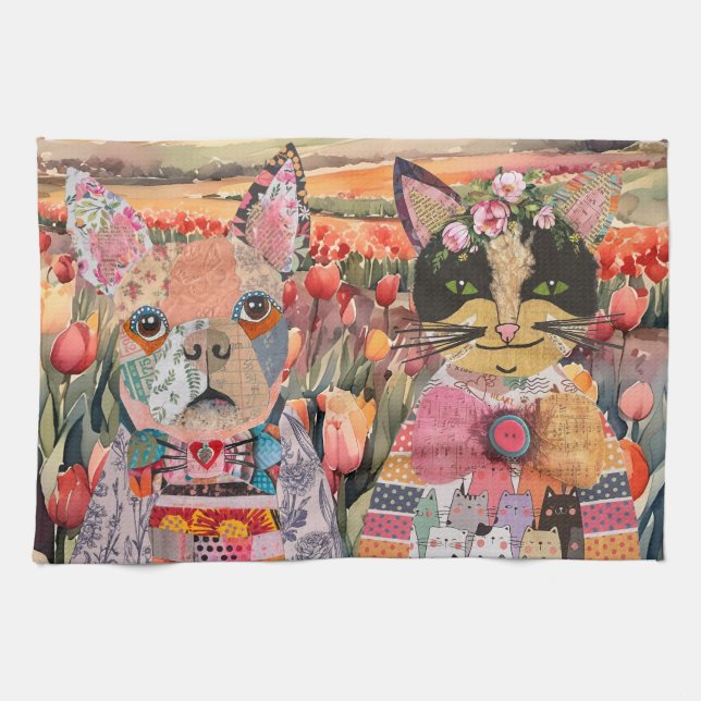 KHS Hund & Cat Pet Adoption Awareness Kitchen Towe Kökshandduk (Horisontell)