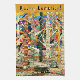 KHS Raven Lunatics Kråkas and Träd Papper Art Kökshandduk