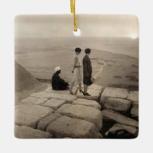 Khufu-pyramiden, Egypten 1920 Flapper-flickor Solu Julgransprydnad Keramik