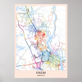 Khulna Bangladesh City Karta Poster