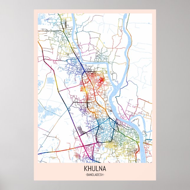 Khulna Bangladesh City Karta Poster (Framsidan)