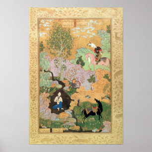 Khusrau ser Shirin bada i en ström Poster