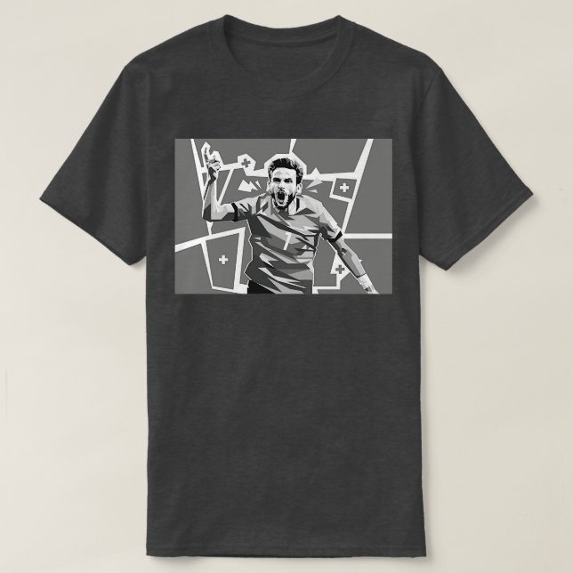 Khvicha Kvaratskhelia in greyscale TShirt T Shirt (Design framsida)