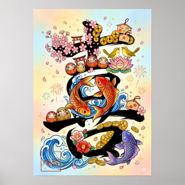 Ki: Elegant Calligraphy "Joy" Art260020210 Poster (Framsidan)