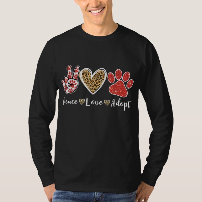 Ki Peace Kärlek Rädding Anta Hund Cat Lover Costum T Shirt (Framsida)