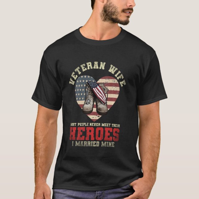 Ki Proud Veteran Maka från Förenta staterna Flagga T Shirt (Framsida)