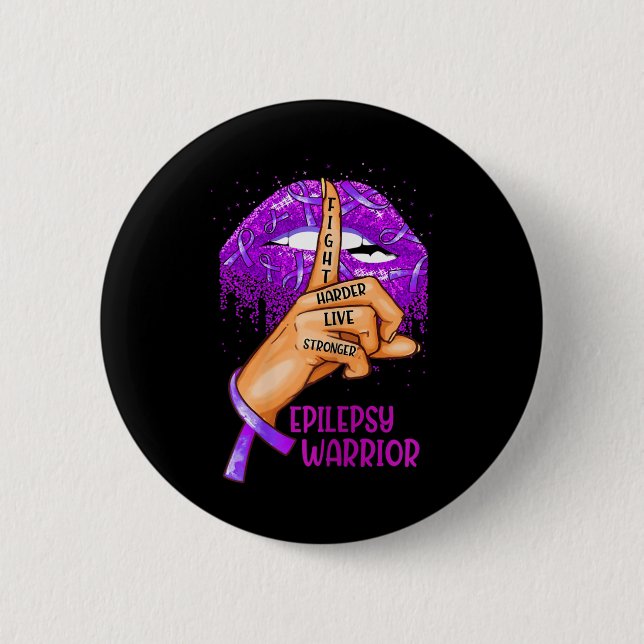 Ki Support Epilepsy Awareness Costume Läppar Ribbo Knapp (Framsida)