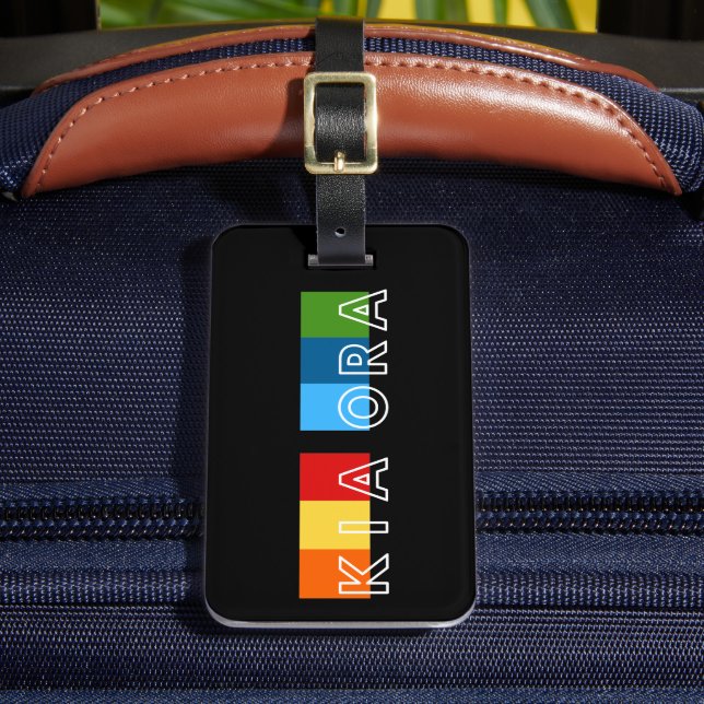 Kia Ora Bright Colorful Friendly NZ Hälsning Bagagebricka (Framsida Insitu 2)