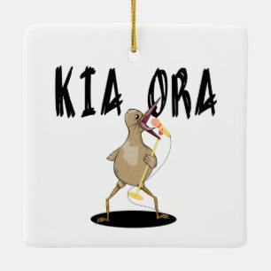 Kia Ora Kiwi Julgransprydnad Keramik