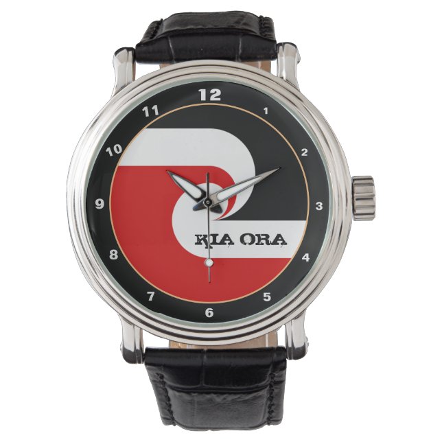 Kia Ora & Maori Flagga New Zealand mode / sport Armbandsur (Framsida)