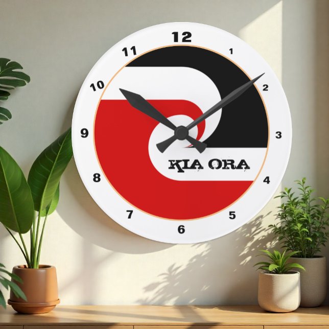 Kia Ora & Maori Flagga Nya Zeeland mode /design Rund Klocka (Skapare uppladdad)