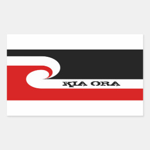 Kia Ora & Maori-flagga, Nya Zeeland /Sport, rugby Rektangulärt Klistermärke