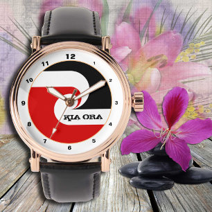 Kia Ora & Maori Flagga watch, Nya Zeeland mode Armbandsur