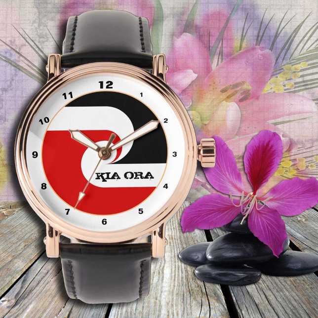 Kia Ora & Maori Flagga watch, Nya Zeeland mode Armbandsur (Skapare uppladdad)