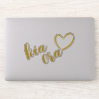 KIA ORA MAORI LANGUAGE HÄLSNING GULD SCRIPT HEART
