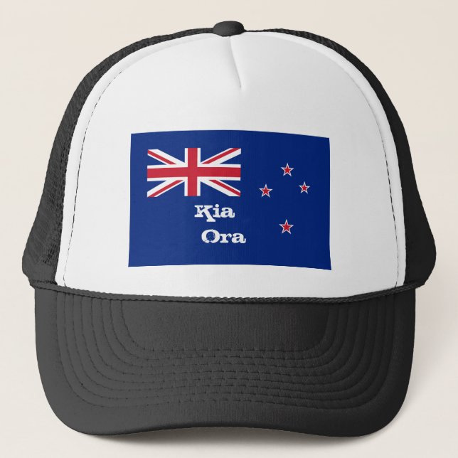Kia Ora & New Zealand Flagga mode / Nya Zeeland Keps (Framsida)