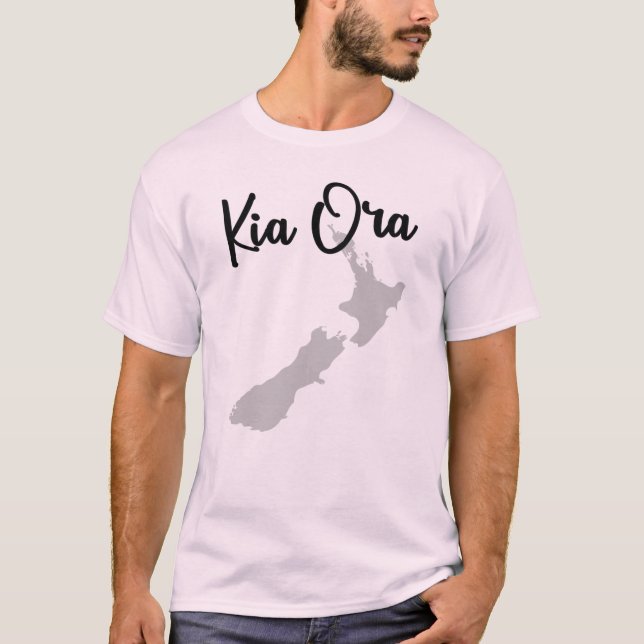 Kia Ora - Nya Zeeland Karta T Shirt (Framsida)