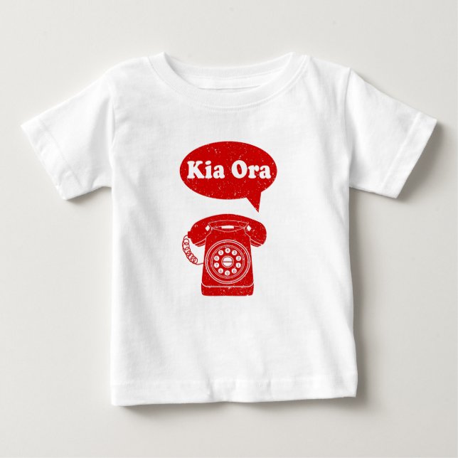 Kia Ora Te Reo Maori Language Retro Telefon T Shirt (Framsida)