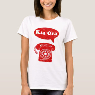 Kia Ora Te Reo Maori Language Retro Telefon T Shirt