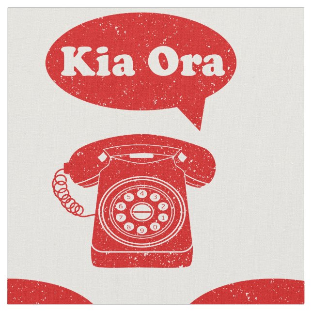 Kia Ora Te Reo Maori Language Retro Telefon Tyg (Närbild)