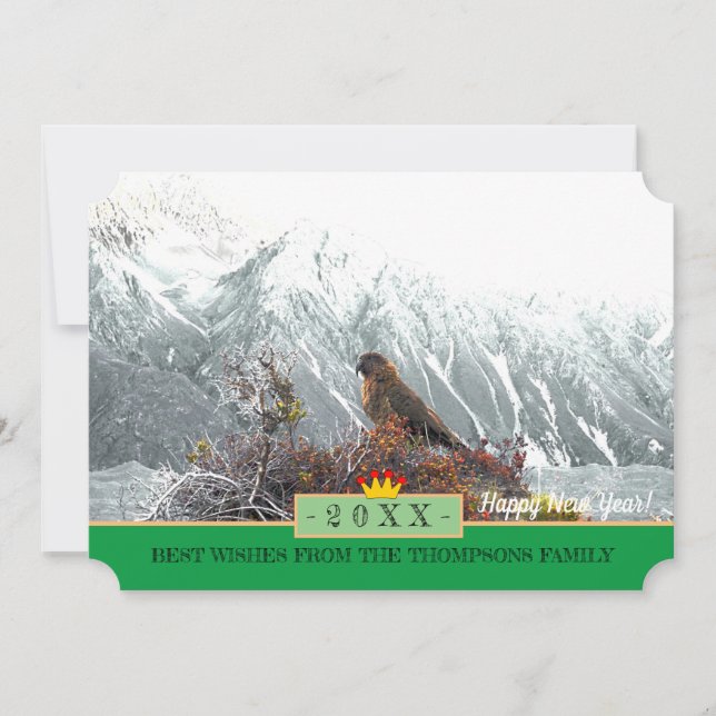 Kia Parrot & Gott nytt år! Kort/Nya Zeeland Julkort (Framsida)