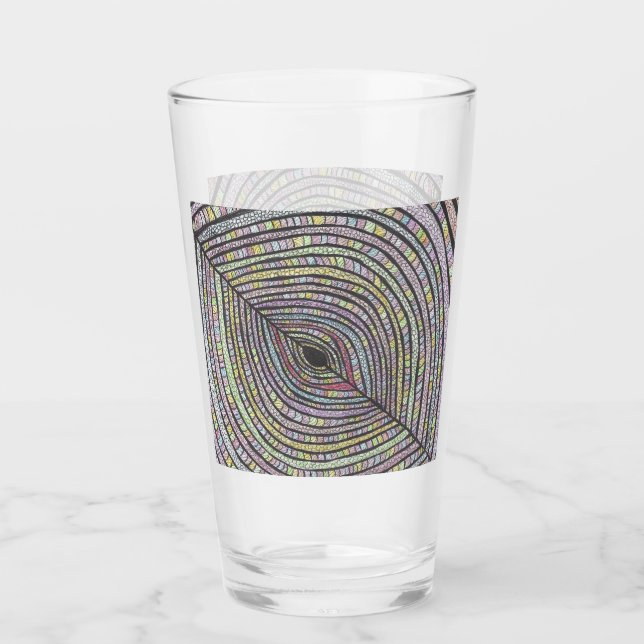 Kian | Abstrakt Handritad Konst Glas (Framsida)