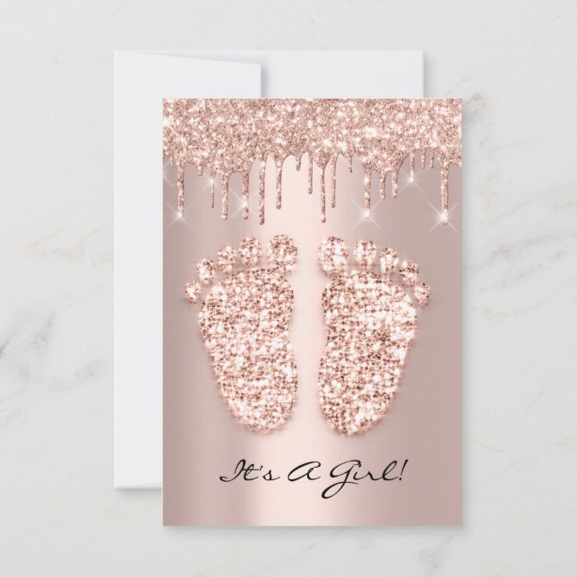 Kiara-händelseloggarna Ro Guld Baby Shower Feet Inbjudningar (Baksida)