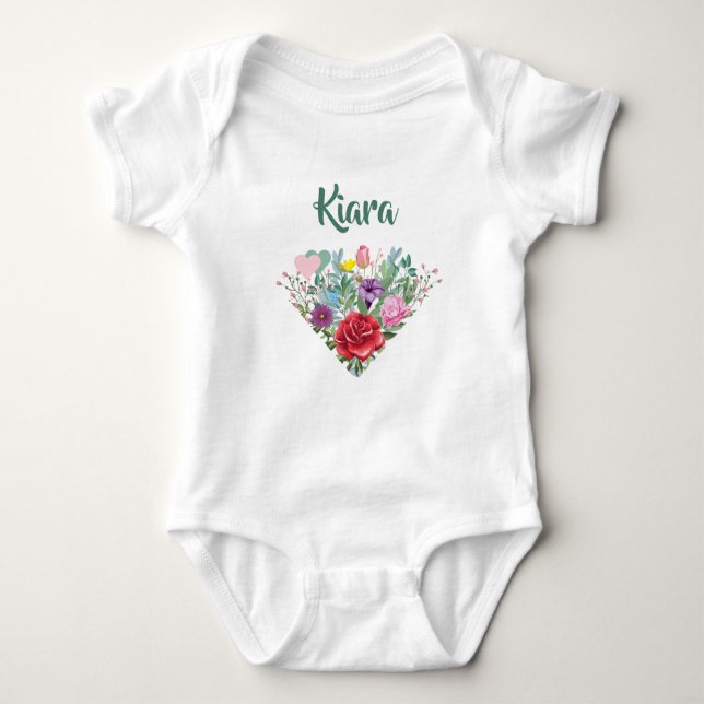 Kiara personalize Namn Flowers Twillingar 2 Hjärte T Shirt (Framsida)