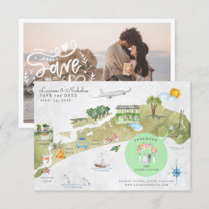 Kiawah Island Bröllop Itinerary Karta Inbjudningar