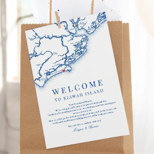 Kiawah Island Bröllops välkomstprogram Marinblå Tack Kort