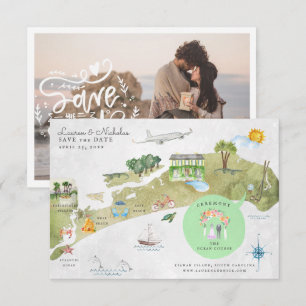 Kiawah Island Bröllopsitinerary Karta Inbjudningar
