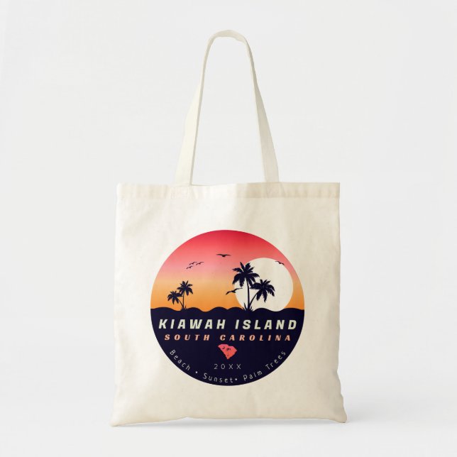Kiawah Island Pier SC Retro Sunset Souvenirs 60-ta Tygkasse (Framsidan)