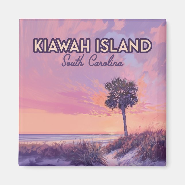 Kiawah Island South Carolina Beach Handflatan Träd Magnet (Framsidan)